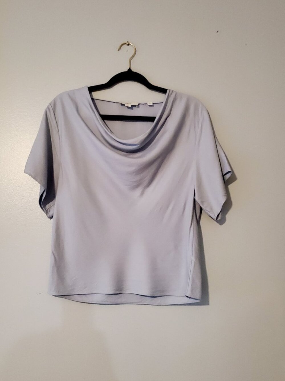 Vince Cowl Neck Top XS Blue Minimalist Coastal Quiet Luxury Blouse Hamptons - Picture 8 of 12